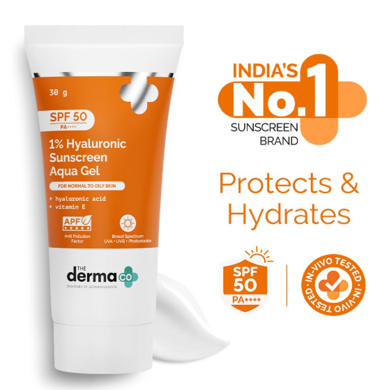 The Derma Co 1% Hyaluronic Sunscreen Aqua Gel SPF 50 PA++++