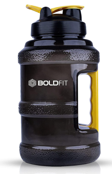 Boldfit 2.5 Liter black yellow gym water bottle for fitness workouts and sports hydration