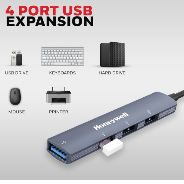 Honeywell 4 in 1 Ultra Slim USB Hub front view