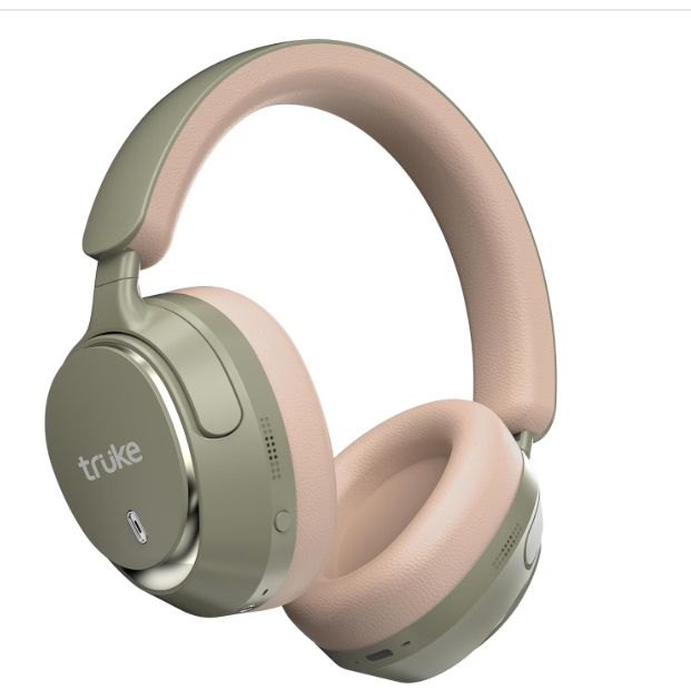Truke Aura Bass V2 over ear headphone with 50 hours battery life and 40mm titanium drivers in Forest Green color
