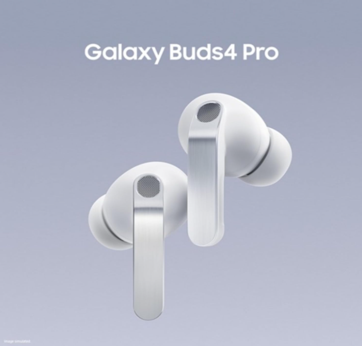 Samsung Galaxy Buds4 Pro White wireless earbuds with charging case
