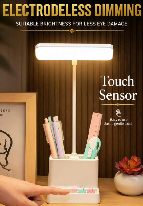 SaleOn LED Study Table Lamp for Students with Touch Control, Rechargeable 1800mAh Battery, Adjustable Desk Lamp for Study Table, Bedroom and Office Work