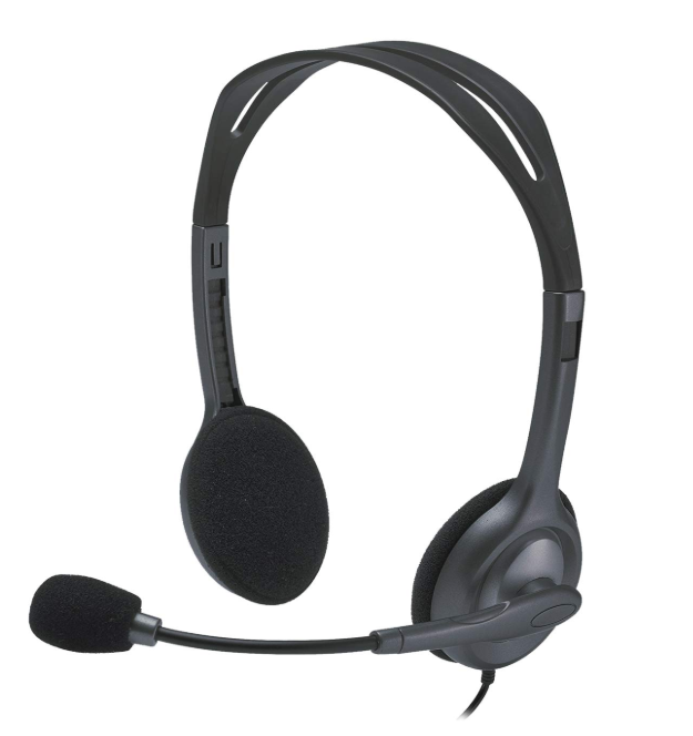Logitech H111 Headphones with Mic Black Wired On-Ear Stereo Headset