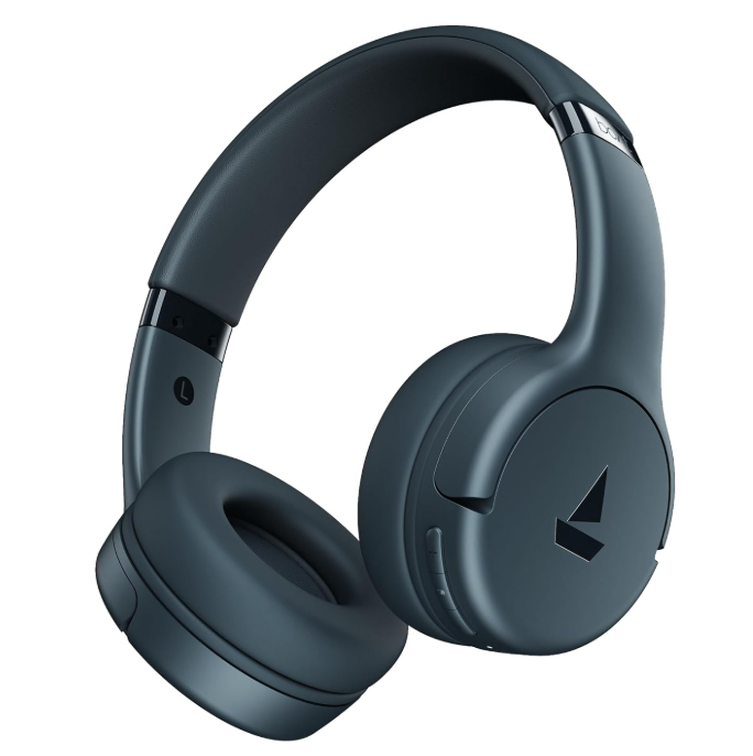 Boat Wireless Headphone Boat Rockerz 411 Bold Blue with 40mm drivers, 40-hour battery life, ENx technology, Bluetooth over-ear headphones with microphone.