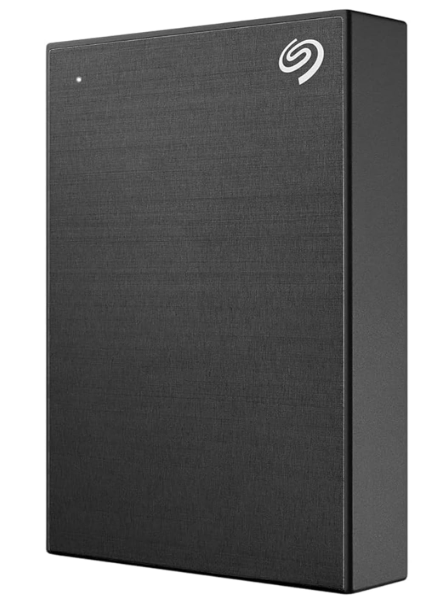 seagate HDD one touch 5TB portable external hard drive in block with sleek brushes metal finish